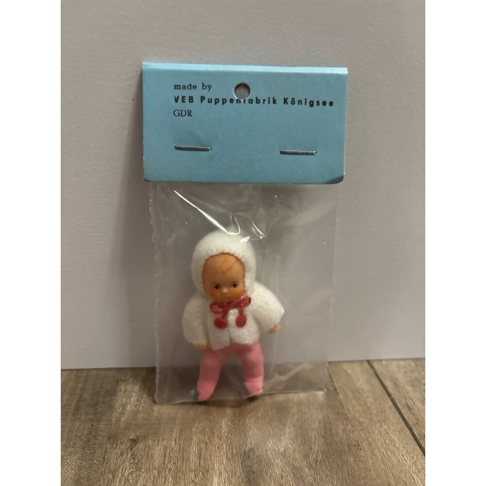Vintage VEB Puppenfabrik Konigsee GDR 3" Miniature Rubber New In Package